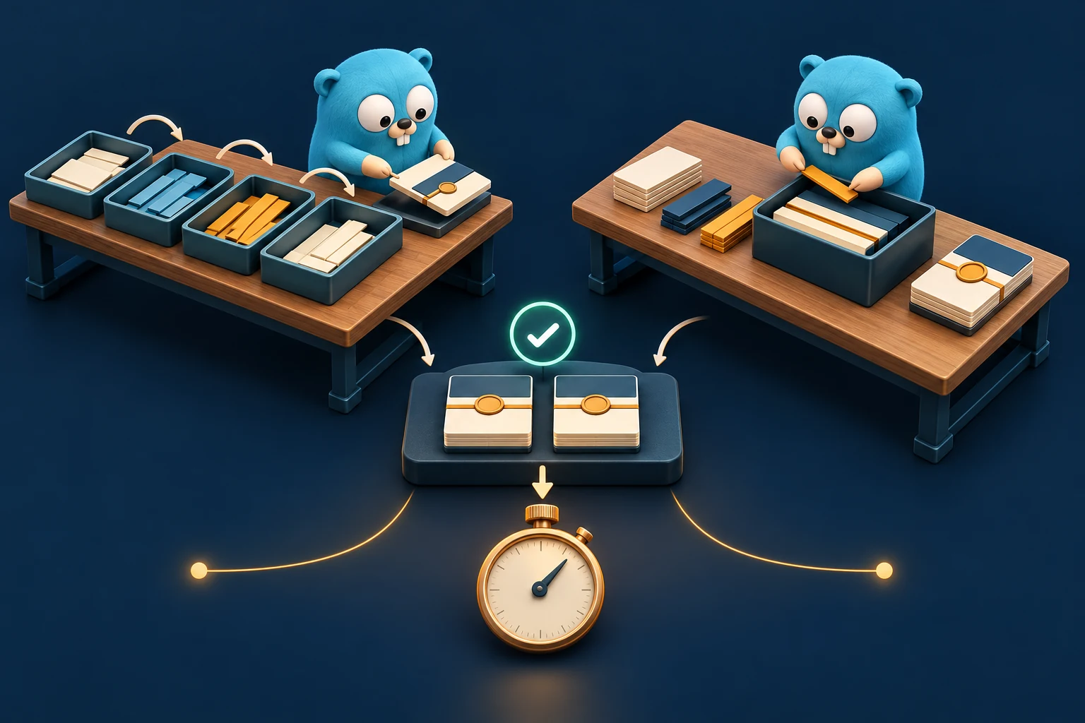 Equivalent formatting results compared across a general formatter and a typed append workflow.