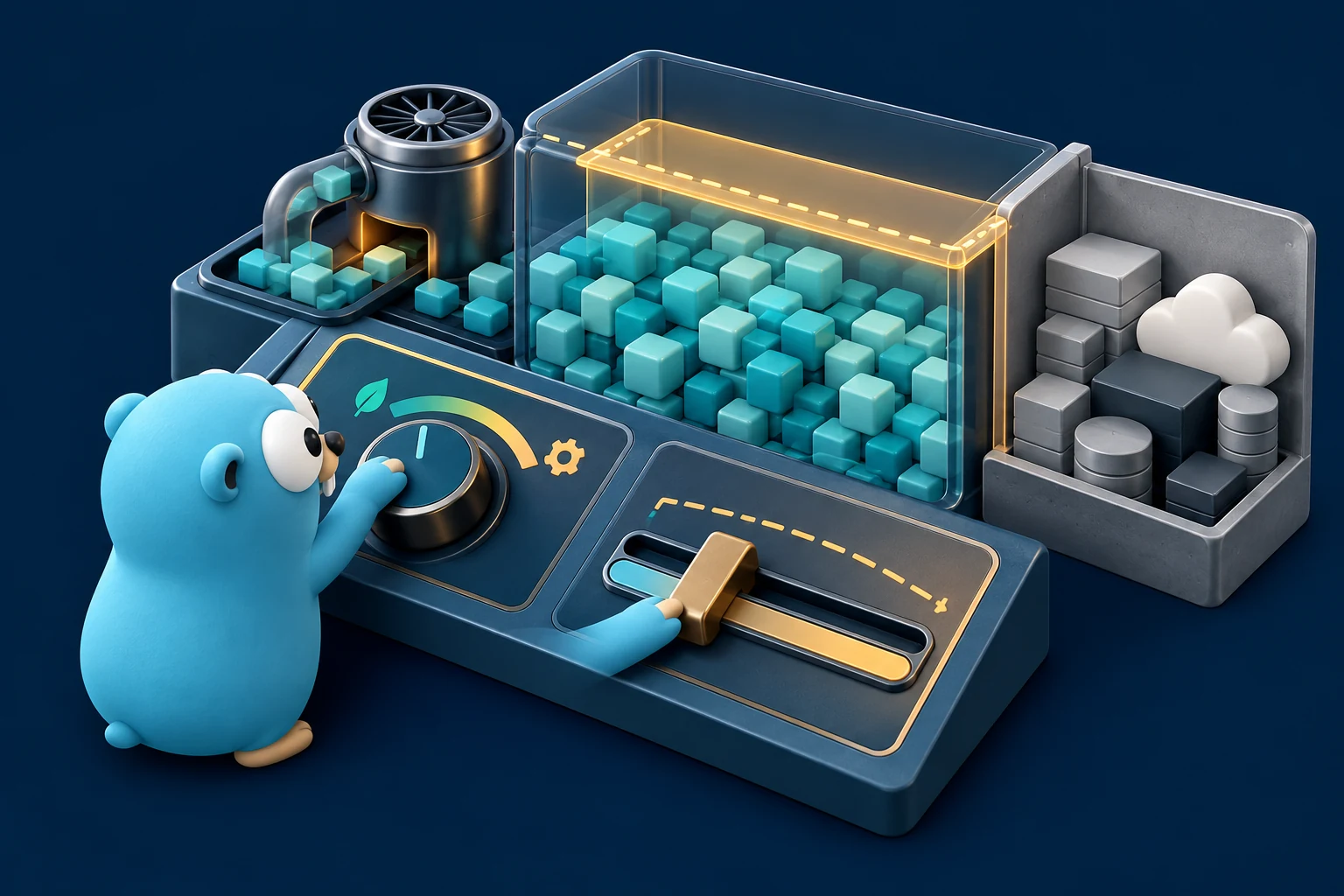 Separate conceptual controls for allocation headroom and a soft runtime memory budget, with external memory outside the runtime area.