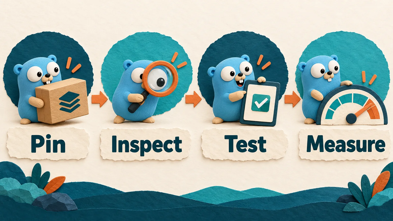 Pin → Inspect → Test → Measure. Verify the selected server, review semantics and measure a representative workspace.