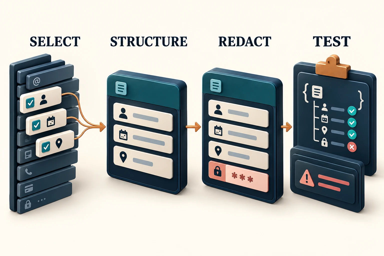 Select, structure, redact and test: design safe diagnostic event fields and verify the resulting schema.