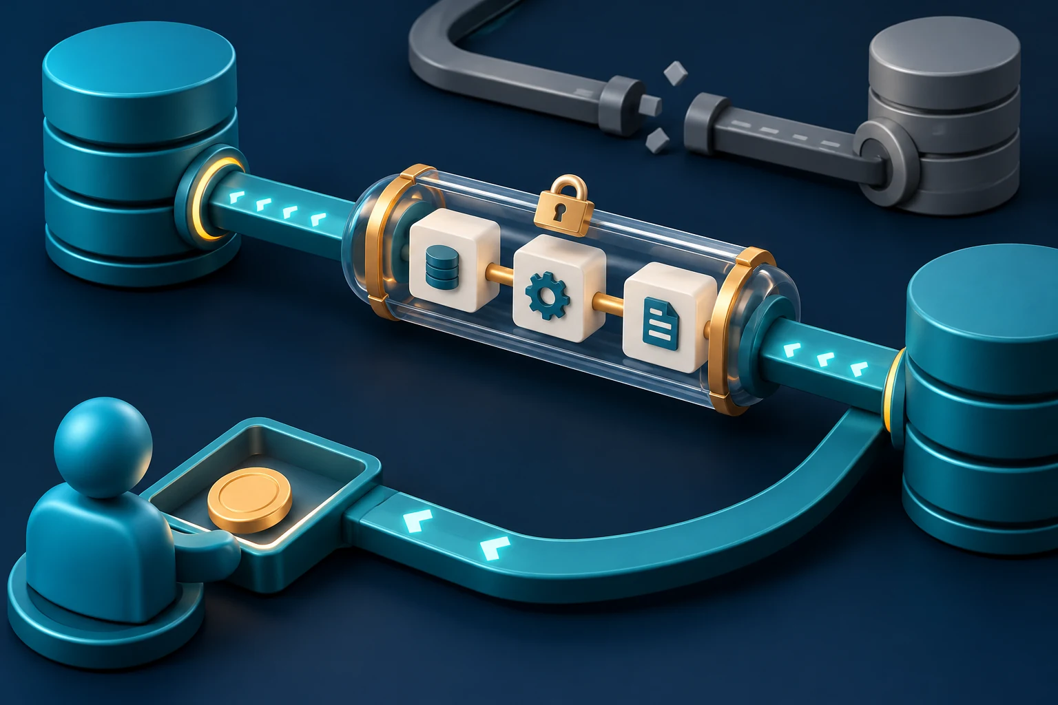 Three operations enclosed in one transaction on a single connection, with an unrelated path kept outside.